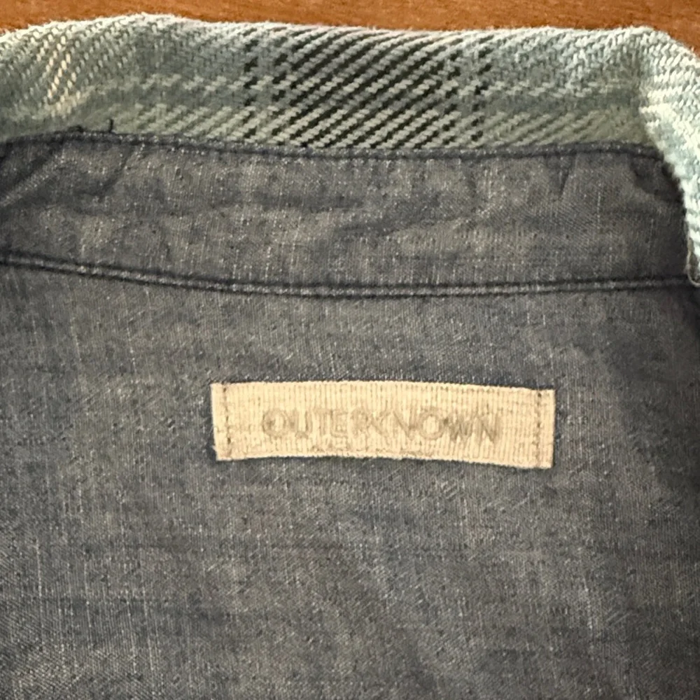 Outerknown Light Blue and Black Plaid Shirt - Picture 2 of 5